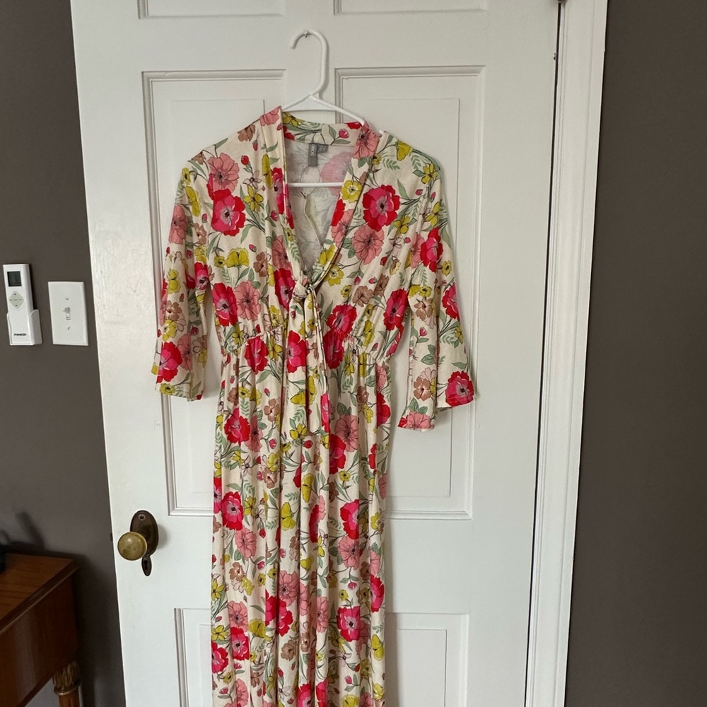 ASOS Floral Long Sleeve Dress in Red and Yellow